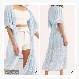 Rahi x Free People Social Butterfly Kimono Blue